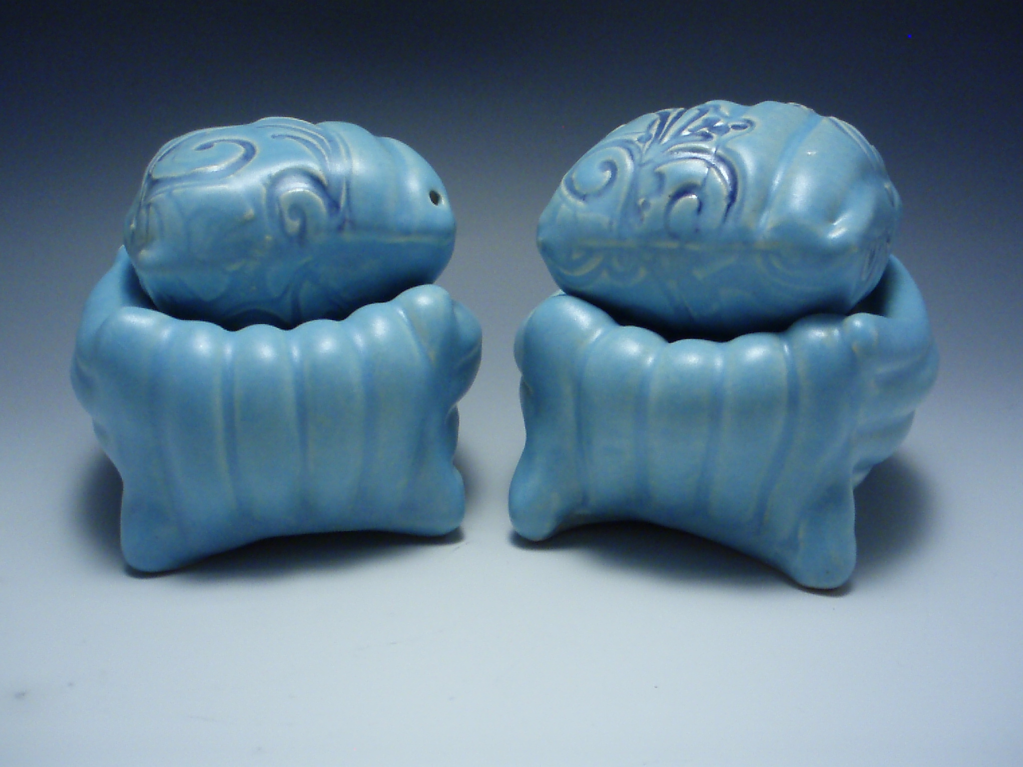 blue salt and pepper cubes on cushions, 2007